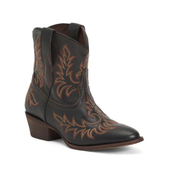 ARIAT Black Made In Mexico Leather Carlin Luxe Western Booties